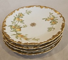 Antique T&V Limoges Greenleaf Crosby Florida Orange 8.25” Gilt Plates France  picture