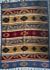 VTG Aurora Biederlack Blanket Southwestern Aztek Made In USA Fleece Plush Throw picture