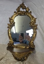 Vtg Florentine Style Gold Floral Mirror Wall Shelf 1970 Syroco 2327 USA EUC picture