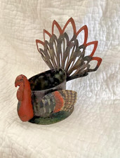 Unique Metal Folk Art Turkey Candle Holder  picture