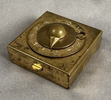 Vintage/Antique Small Brass Pillbox W/Clock Hands Time Reminder Pill Case picture