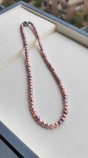 Rainbow Candy Color Freshwater Pearl Necklace 6mm Natural No-Core Egg-Shaped picture