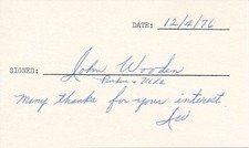 John WOODEN / Signature and Inscription Signed picture