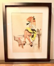 Framed 1948 ESQUIRE Original Calendar Pin-Up “Rural Free Delivery” FRITZ WILLIS picture