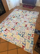 Antique Vintage Hand Made Quilt Star wedding Band Daisy Flower Folk Art 95x75 picture