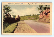 c1940s Arkansas Scene US Highway 71 Btw Fayetteville & Mount Gayler Postcard G6 picture