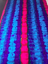 VTG MID CENTURY THC HAWAIIAN TEXTILE NEON PINK BLUE GRAPHIC PRINT COTTON FABRIC picture