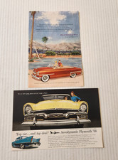 Vintage 1953 Plymouth Cranbrook Convertible 1956 Plymouth Belvedere Print Ads x2 picture