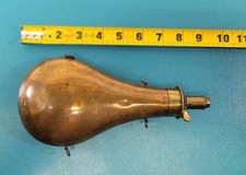 Antique Large Black Powder Brass Powder Flask G & J.W. Hawksley Sheffield TR1964 picture