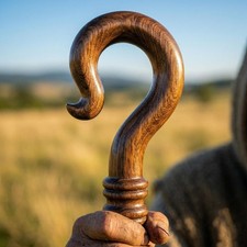 Wooden Crosier, Shepherd's Crook Staff, Bishop Crozier, Walking Cane 70