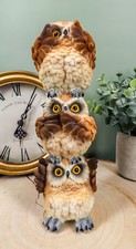 Ebros Stacked See Hear Speak No Evil Wise Acrobatic Fat Owls Figurine (Brown) picture
