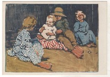 1962 Poor Children Exposes the injustice Western Ukraine ART Old Soviet postcard picture