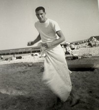 Vtg Photo Young Handsome Guy Wearing Towel & T-Shirt At The Beach Gay Int picture