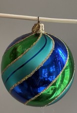 CHRISTOPHER RADKO CHRISTMAS ORNAMENT BALL Green Blue Large picture