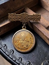 Gorgeous Antique Art Deco Catholic Brooch Stunning Piece picture