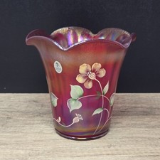 Fenton 100 Anniversary FOUNDER'S VASE Hand Painted Ruby Red Glass Signed NEW picture