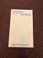 Vintage 1956 Wachovia Bank Notepad Time Payment Department North Carolina Epheme picture
