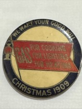 VINTAGE CHRISTMAS 1909 GAS FOR COOKING -LIGHTING HEATING Celluloid Pocket Mirror picture