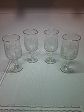 Vtg Arbys Frosted Winter Pine Tree Wine Goblets Glasses Christmas Libbey Set 4 picture