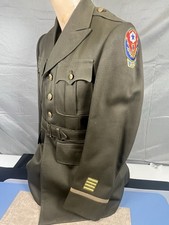 WWII US Army ADSEC ETO Officers Uniform Jacket w/ Belt & OISE Tab Named picture