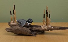OOAK Hand Carved & Painted Mallard Drake Decoy on Driftwood - Dale Phillips  picture