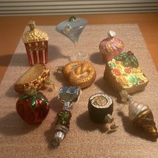 Lot of 10 Old World Christmas OWC Food Themed Ornaments Hand-painted Blown Glass picture
