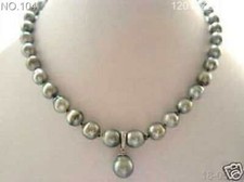 RARE High TAHITIAN PEARL NECKLACE WITH PENDANT 18inch picture
