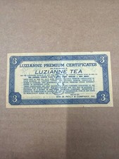 Vintage 1936+ Luzianne Premium Certificate 3 Coupon Value Wm B Reily Coffee Tea picture
