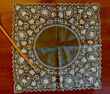 Antique Victorian Embroidered Silk Handkerchief Hard to Find WATCH VIDEO NOW picture