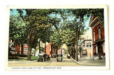 Pleasant Street Newburyport Massachusetts Postcard 1c Franklin Posted 1929 VG picture