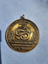 10 Bronze Vietnam Defense Commemorative Service Medal Medallion Pendant Necklace picture