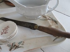 WONDERFUL Old Vintage Wooden Wood Handle BREAD KNIFE Serrated Blade picture