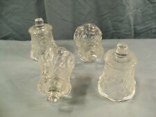 Lot of 4 Clear Glass Peg Pegged Votive Candle Holders w/ Floral Design picture
