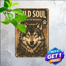 Rustic Wolf Spirit Animal Wilderness Silhouette Retro Metal Tin Sign 8x12 picture