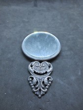 Beautiful Vintage Silver Plated Purse Sized Hand Makeup Mirror picture