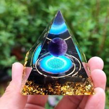 Orgone Pyramid Natural Amethyst Crystal Sphere Obsidian Orgonite Pyramid picture