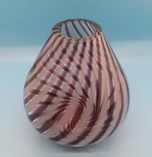 Vtg Vase, Hessen Glaswerke HG Swirl, 5-inches, White & Purple picture