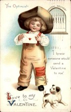 Valentine's Day Little Girl with Valentine c1910s-20s Vintage Postcard picture