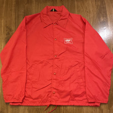 VTG Sir Jack Miller High Life Red Snap-Front Jacket w/ Drawstring Hem Breweriana picture