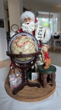 Vintage Kirkland Painted Paper Mache Santa w/ Globe, new in box Christmas picture
