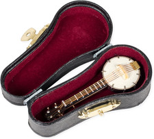 Broadway Gift Co. Banjo Miniature Replica Bright White 1.5 X 3 Resin Stone Table picture