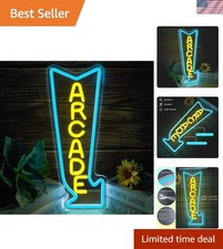 Neon Sign Arcade LED Dimmable USB Powered Game Room Wall Decor Ice Blue Yellow picture