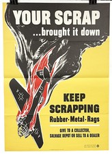 Original WWII US Scrap Conservation Poster - Your Scrap...brought it down picture
