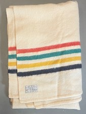 Vintage Early’s of Witney All Wool Multi-Stripe Blanket 62x89 Made in England picture