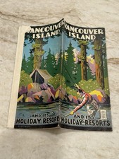 Vtg 1941 Vancouver Island & Holiday Resorts Cliff Wills Art Deco Travel Brochure picture