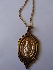 Gold Miraculous Medal Pendant Necklace Unique One of a Kind picture