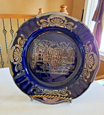 Alhambra Granada Spain 8” Display Plate Court of the Lions Cobalt Blue Silver picture