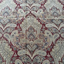VTG Jacquard Medallion Upholstery Brocade Fabric Gold Red Taupe Paisley 2.75yx55 picture