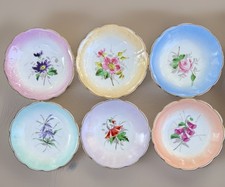 Antique Carl Tielsh Altwasser Germany Hand Painted Floral Bowls Set of 6 picture