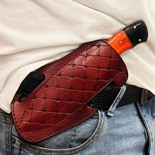 GENUINE LEATHER HAND CRAFTED BELT SHEATH HOLSTER FOR FIXED BLADE KNIFE 911 picture